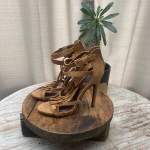 Tan Strappy High Heel Sandals